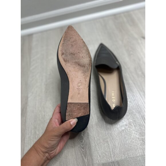 M Gemi Stellato Pointed Flats Size EU 41/US 10 Gray Leather Loafer Flats - Picture 6 of 10